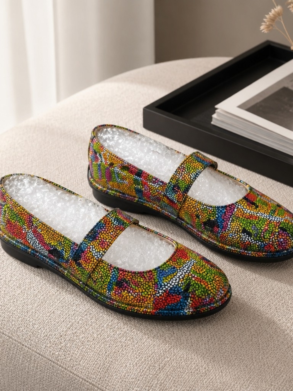 Algeria Women's Size 38 Multicolor Mosaic Print Mary Jane Comfort Shoe - Picture 4 of 13